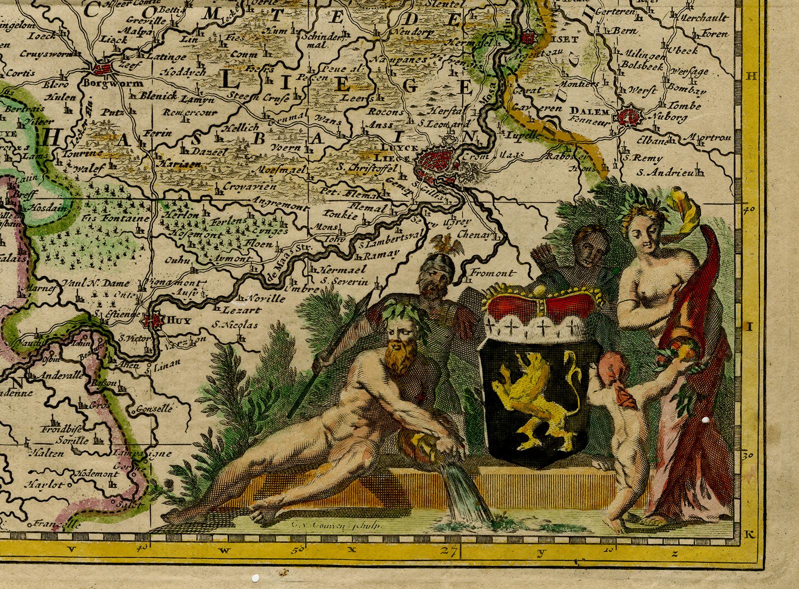 Antique map of Duchy of Brabant by Visscher - Handcoloured engraving - 17th c. - Old Masters Print by Nicolaus Visscher