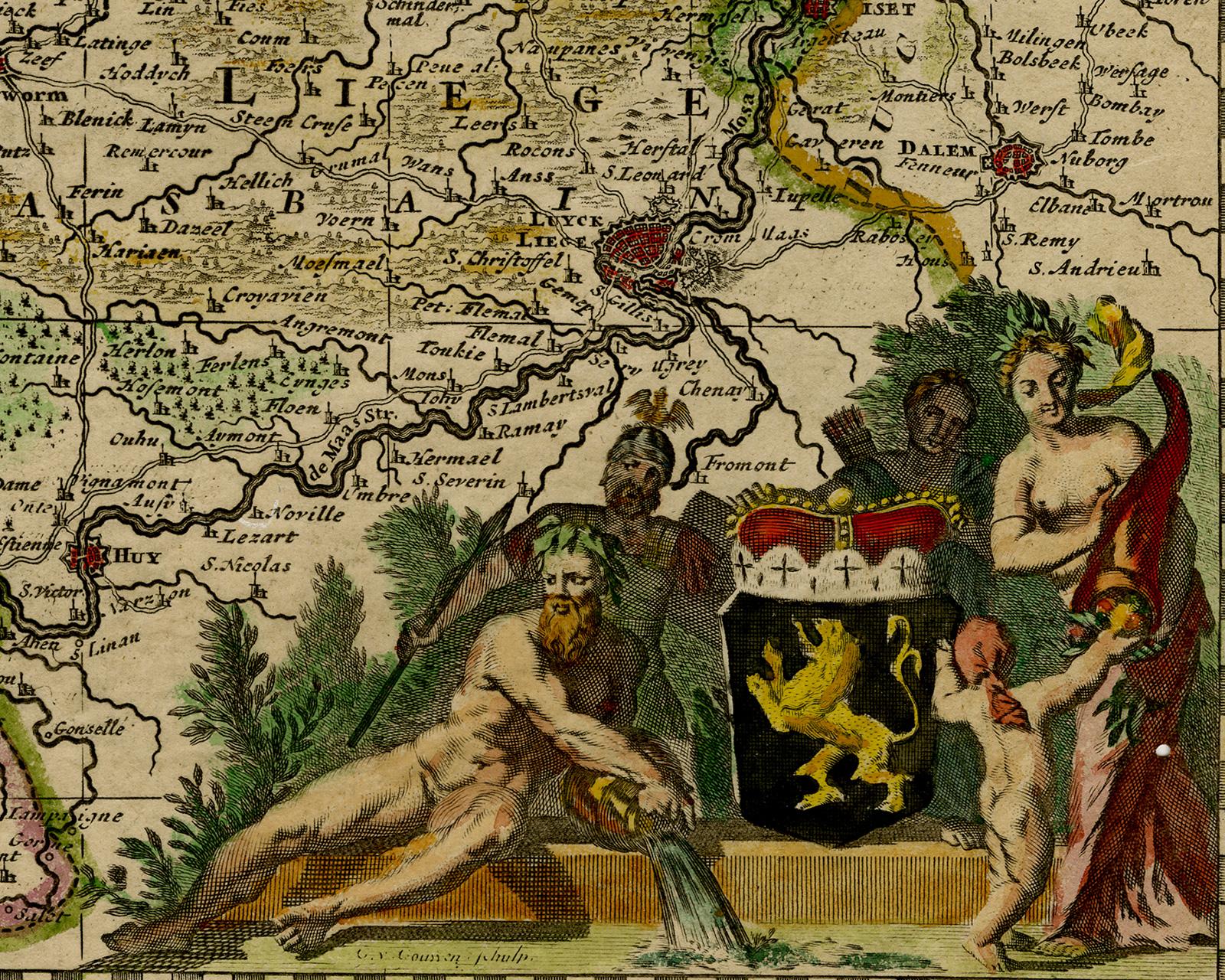 Antique map of Duchy of Brabant by Visscher - Handcoloured engraving - 17th c. For Sale 3