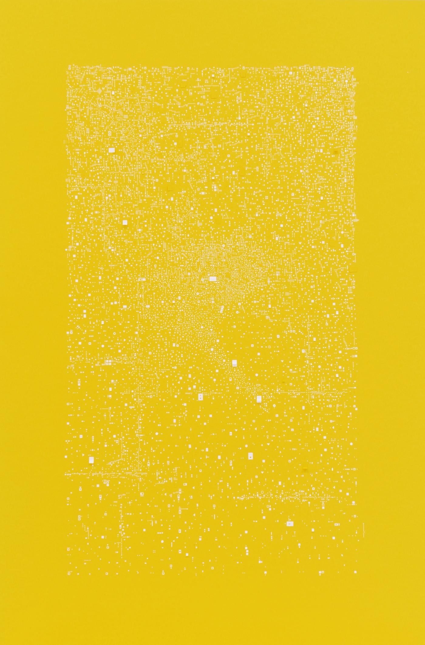 Marco Maggi Abstract Drawing - Falling Paragraph (Yellow)