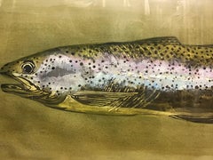 green trout fish painting with mirror and passion