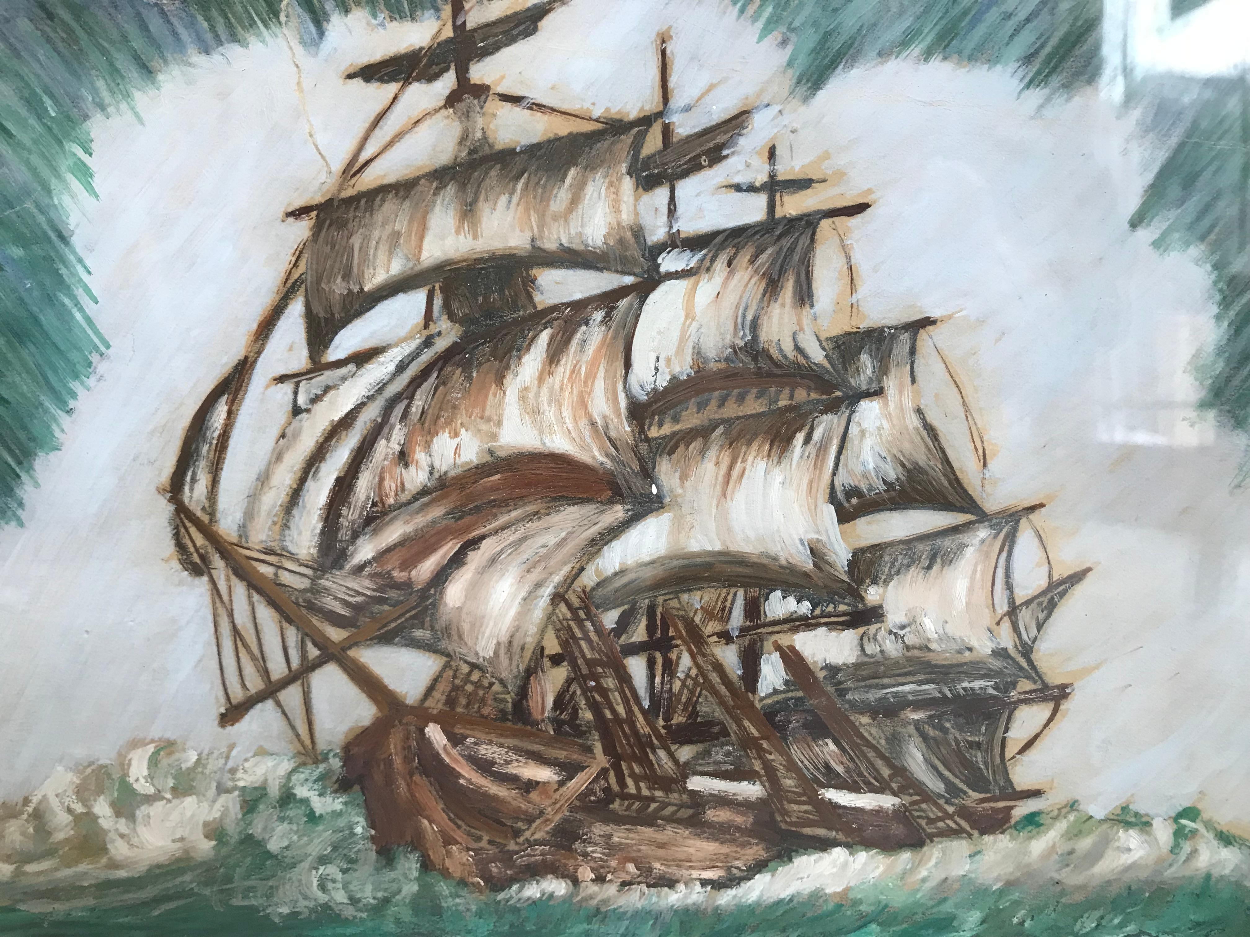 3 masted schooner ship on the water - Academic Art by Unknown
