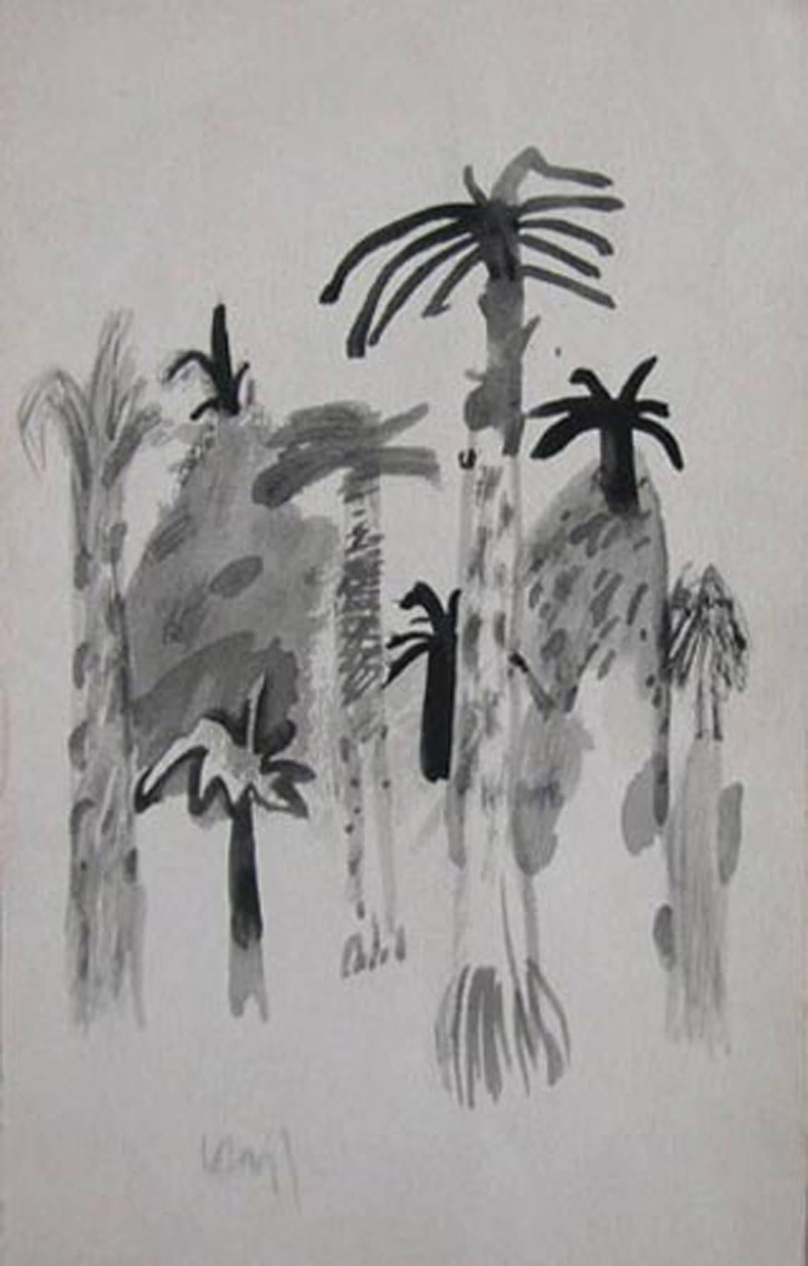K.G. Subramanyan Still-Life - Palm Tree, Watercolor Drawing, Padma Vibhushan, Padma Bhushan Awardee "In Stock"