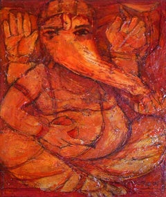 Ganesha, Indian Mythology God, Elephantheaded, acrylic by Indian Artist Arup Das