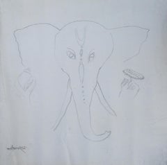 Lord Ganesha, Hindu God, Mythology, Charcoal on paper by Indian Artist"In Stock"