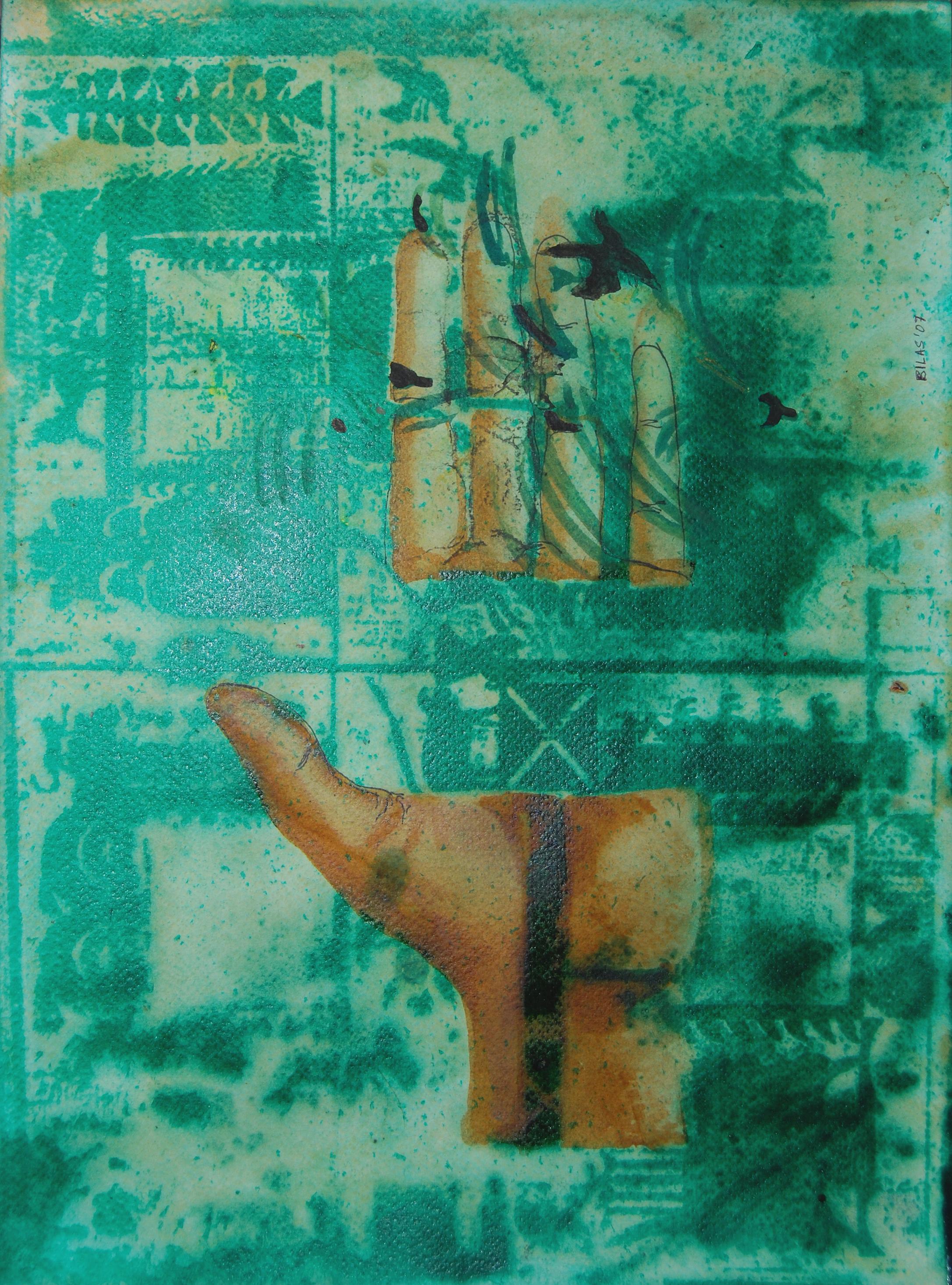 Figurative Painting di Bilasendu Sil  - Mano umana, Acrilico in Greene & Greene, Giovane artista di Santiniketan Bilasendu Sil