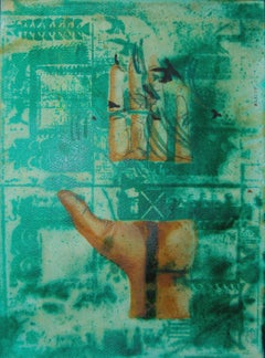 Human Hand, Acryl in Grün und Schwarz, junger Santiniketan-Künstler Bilasendu Sil 