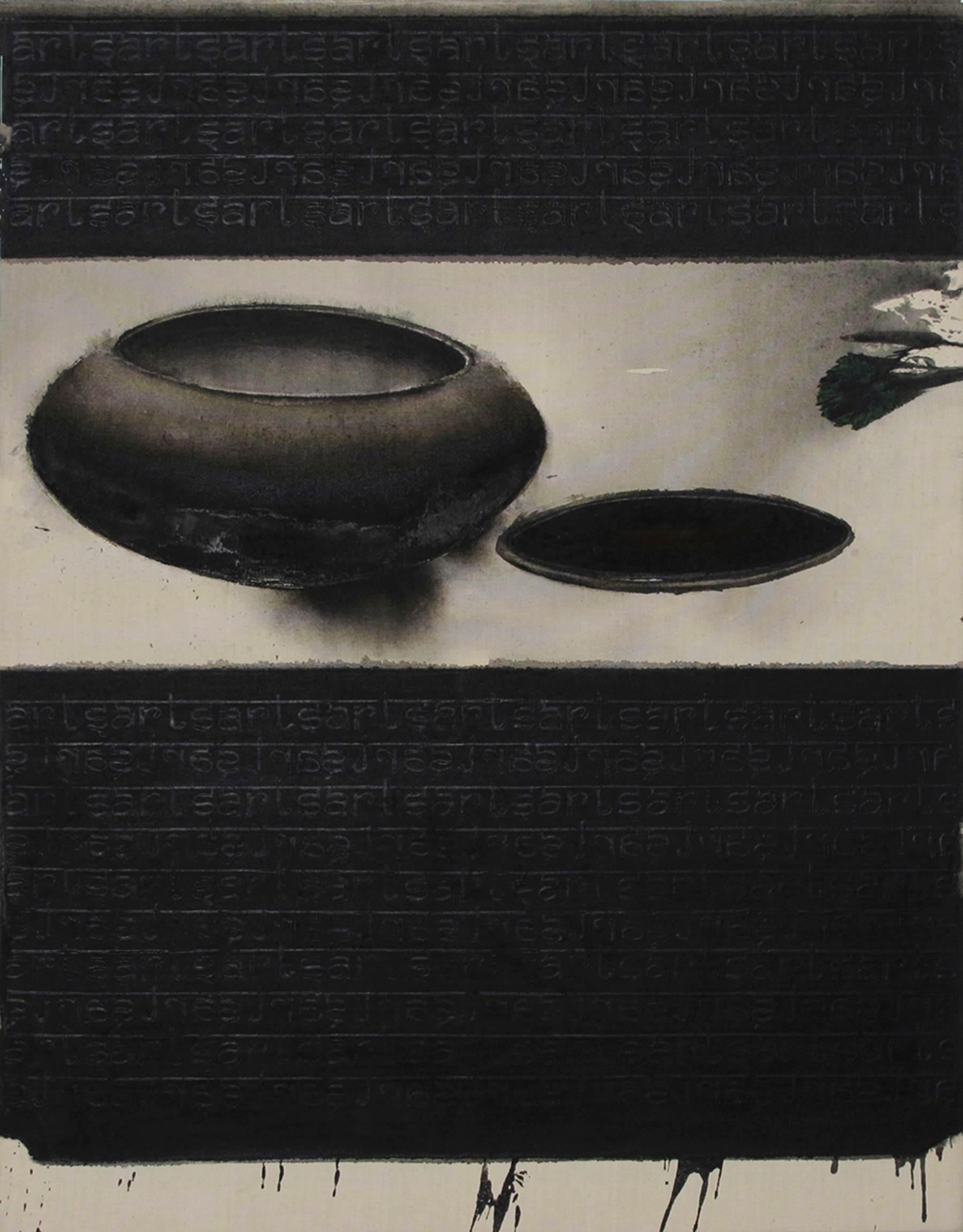 Madhu Basu Still-Life Painting - Classical Vibration 2010, Still Life, Acrylic, Pigment, Black & White "In Stock"