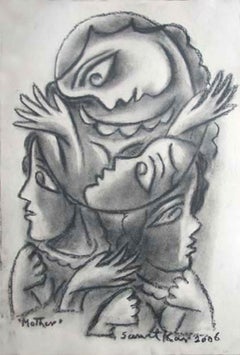 Mother, Drawing, Mixed Media & Charcoal on paper, Black & White "In Stock"