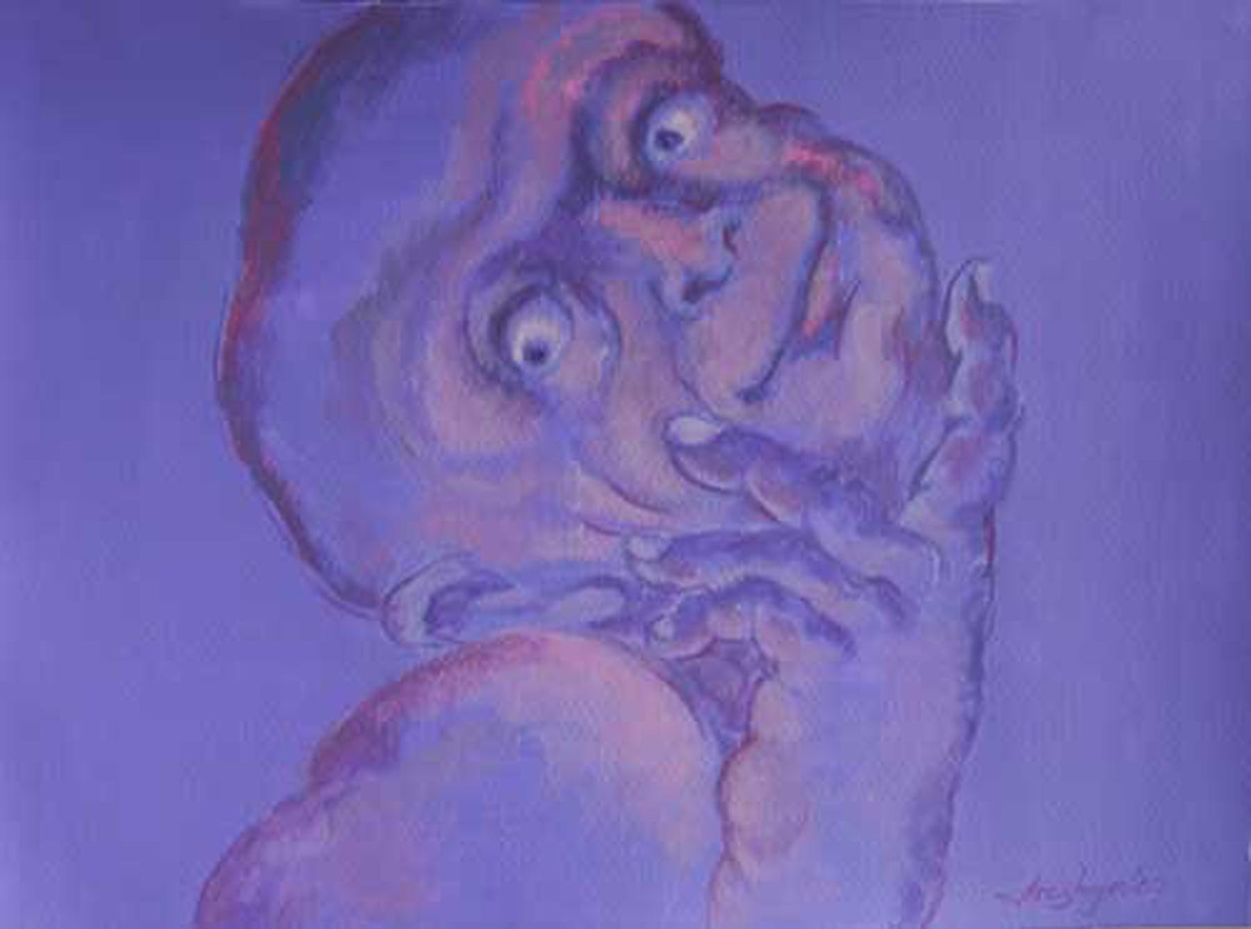 Arghya Priya Majumdar Figurative Painting - Human Form, Multi Faceted, Acrylic Painting, Blue, Violet, Red colors "In Stock"
