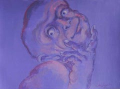 Human Form, Multi Faceted, Acrylic Painting, Blue, Violet, Red colors "In Stock"