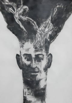 Ser uno con la Naturaleza I, Carboncillo sobre papel  Pintura en blanco y negro  "En stock