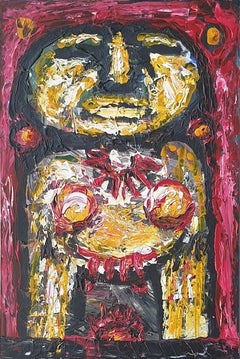 Deity, Acrylic on Acrylic Sheet, Red, Yellow by Modern Indian Artist "In Stock"