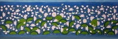 Lotus Pond, Wash on Cloth, Pink, Blue, Green by Indian Artist "In Stock"