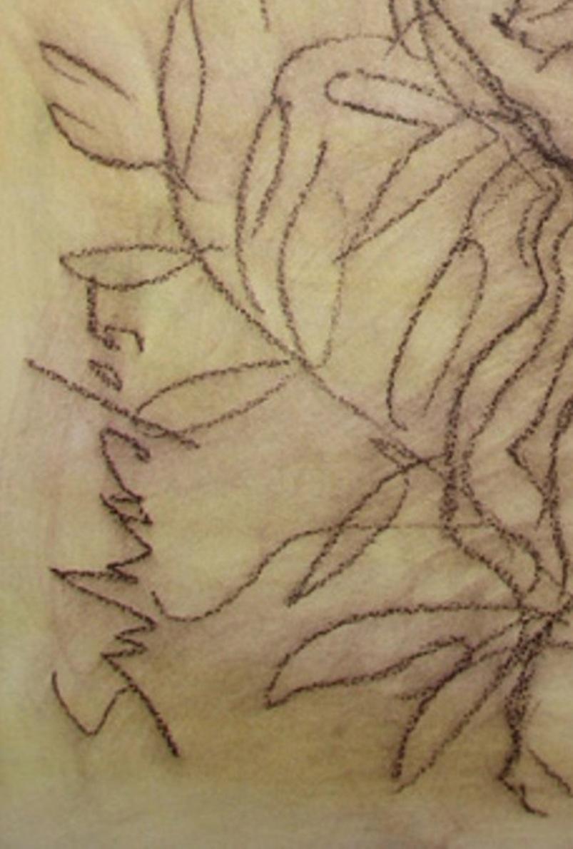 Muse, Conte & Tempera, jaune pâle et marron de l'artiste Suhas Roy « en stock » en vente 3