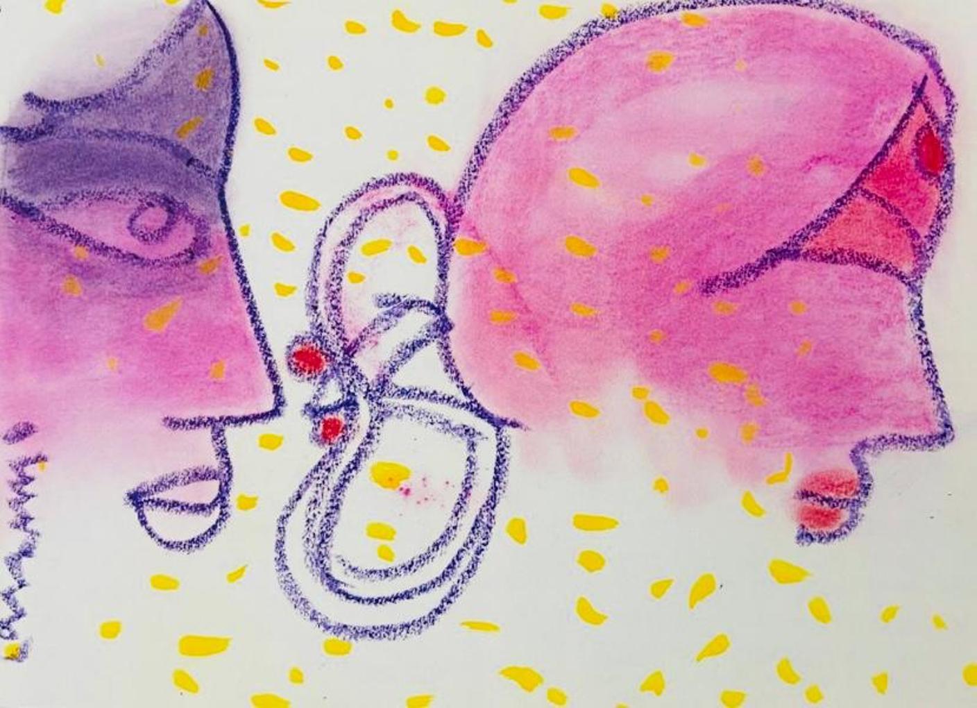 Sin Título, Pastel y Tinta sobre Papel, por Artista Indio Moderno "En Stock"