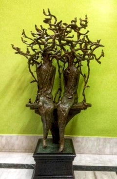 The green Tree, Bronzeskulptur eines zeitgenössischen indischen Künstlers "Auf Lager".