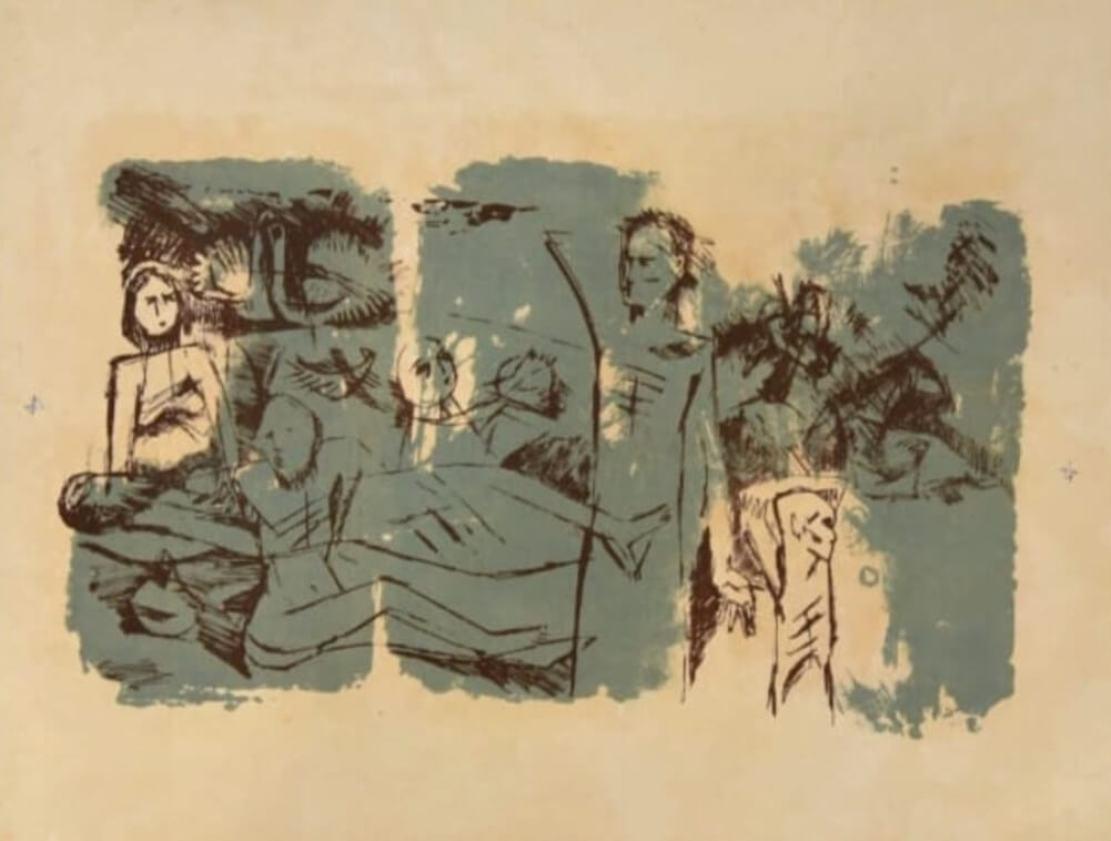 Sin título, Litografía sobre papel, Figurativo por el artista Somnath Hore "En Stock"