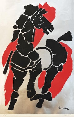Sans titre, sérigraphie sur papier, l'artiste moderne indien M.F Husain « en stock »