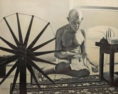 Gandhi, Figurative, Oil on Canvas, by Indian Artist Wasim Kapoor "In Stock"