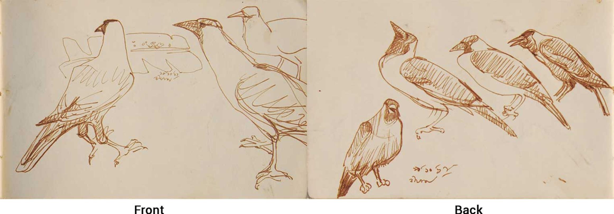 Crows, Brush, Watercolour on Paper, Set of 14 works by Indian Artist 