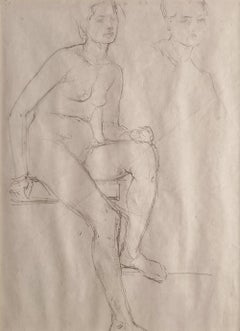 Seated Nude, Figurative, Pencil on Paper, Modern Artist Atul Bose "In Stock"