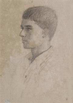 Retrato de un Hombre Joven, Figurativo, Lápiz sobre Papel por Atul Bose "In Stock"