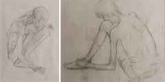 Squatting Man-2 & 4, Figurativo, Matita su carta, Set di 2 opere "In magazzino"