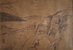 Rajgir-1 & Roadside Tea Stall, Bankura, Pencil on Paper, Set of 2 Works-In Stock