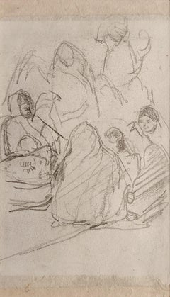 Woman Folk-1 & 2, Pencil on Paper, Set of 2 Works by Atul Bose "In Stock"