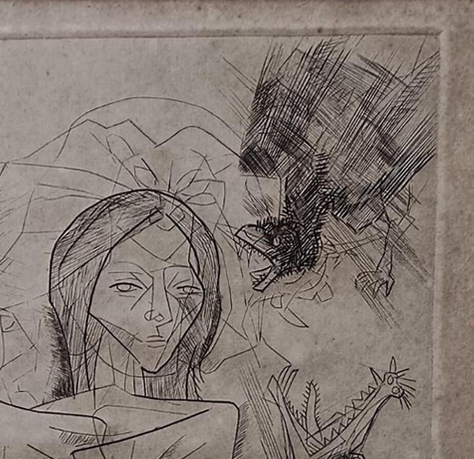 Sin título, Aguafuerte sobre papel, Figurativo por el artista Somnath Hore 