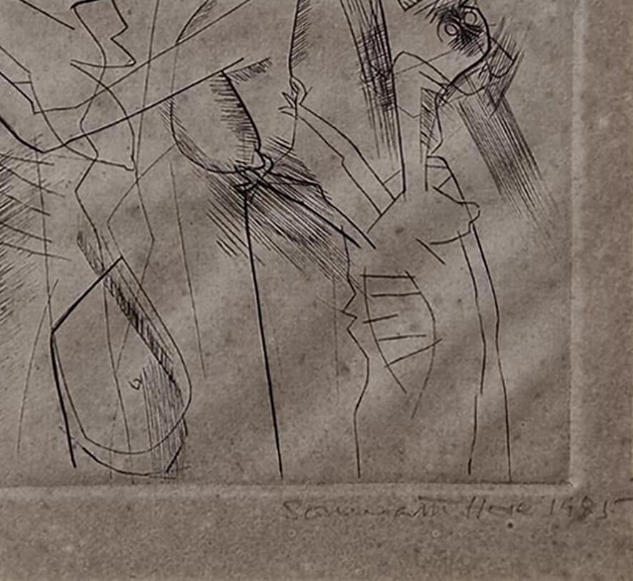 Sin título, Aguafuerte sobre papel, Figurativo por el artista Somnath Hore 