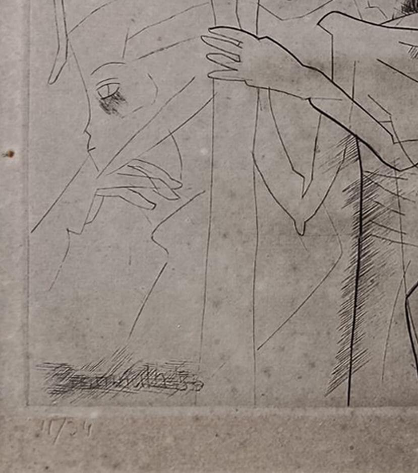 Sin título, Aguafuerte sobre papel, Figurativo por el artista Somnath Hore 