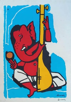 Ganesha, Serigraph on Paper Figurative, Indian Modern Artist M.F Husain-In Stock