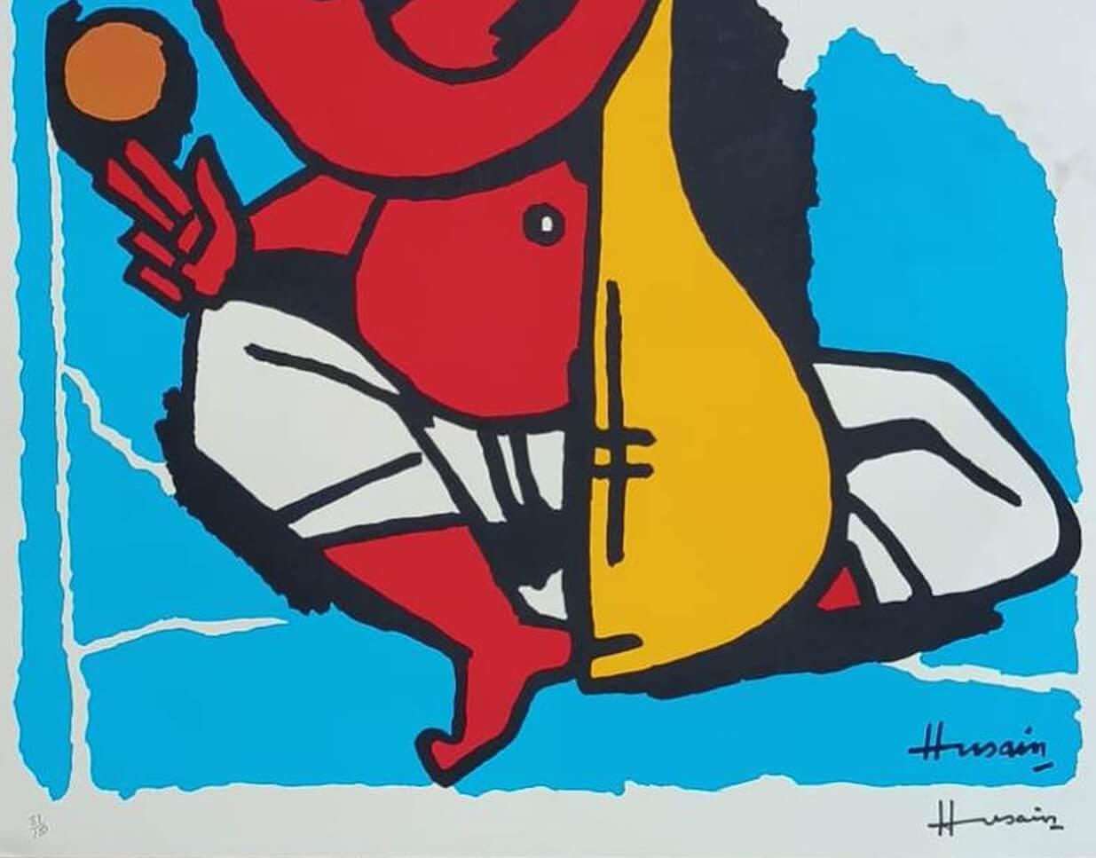 Ganesha, Serigraph on Paper Figurative, Indian Modern Artist M.F Husain-In Stock For Sale 2