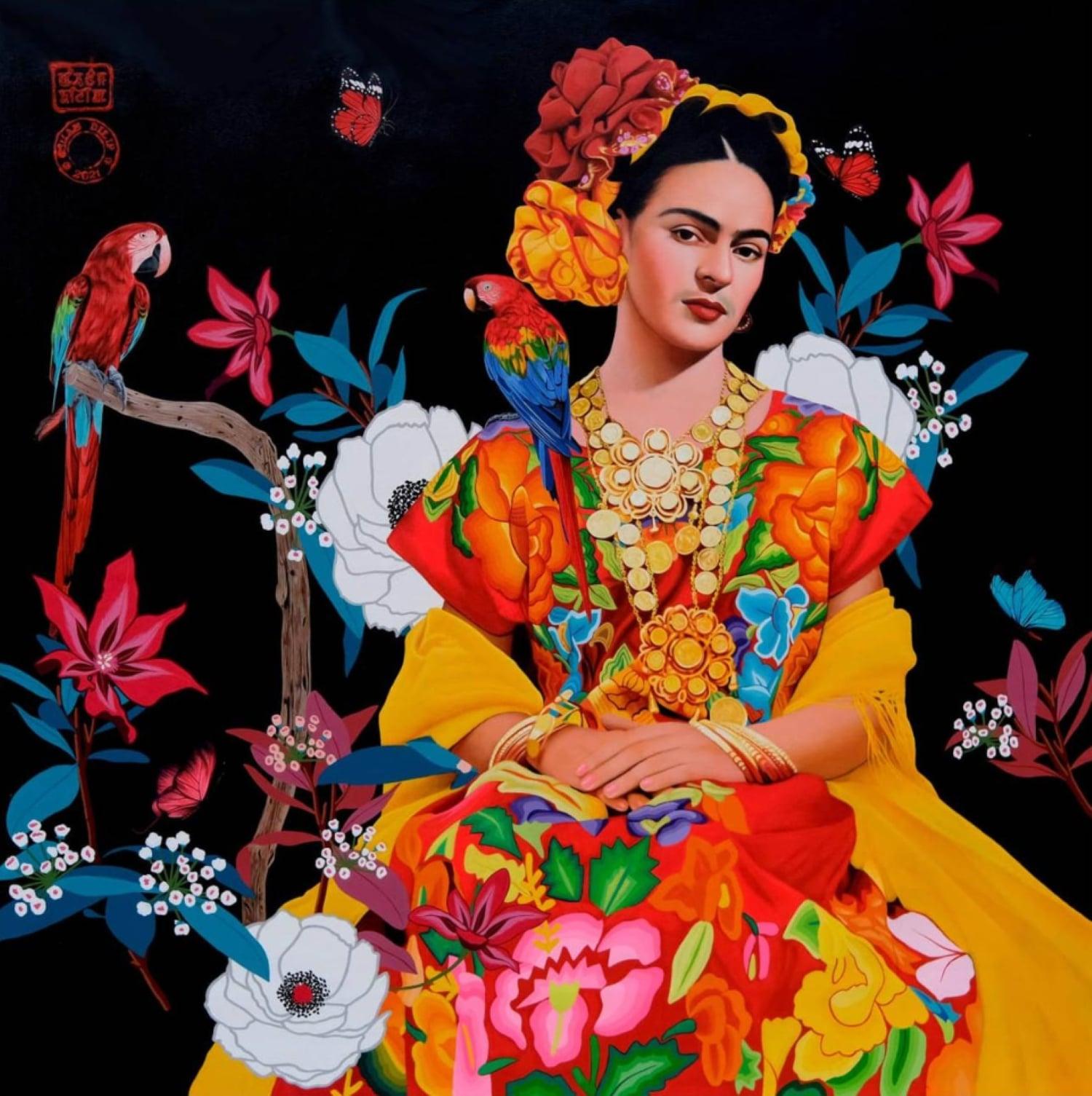 Frida Kahlo-XXIV, Acrylic on Canvas by Contemporary Artist "In Stock"