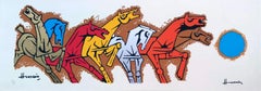 Vintage Horses, Serigraph on Paper Figurative, Indian Modern Artist M.F Husain-In Stock