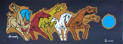 Horses, Serigraph on Paper Figurative, Indian Modern Artist M.F Husain-In Stock