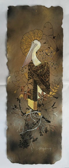 Ms. Pelican’ - from Life in Nature series, Acrylic & Ink in Handmade Paper