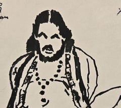 Controverso Godman, Inchiostro su carta, artista indiano moderno A.M.F. Husain "In magazzino