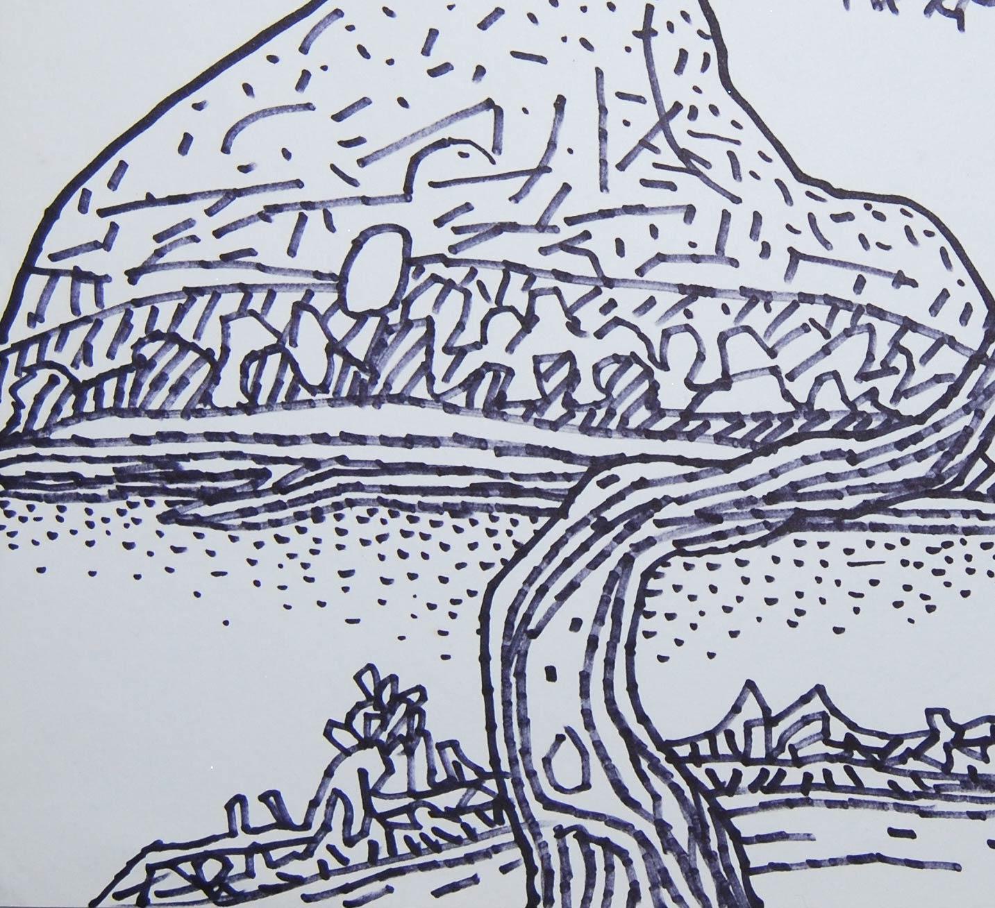 Landschaftszeichnung, Dorfsszene, Tinte auf Papier, Bengalischer Meisterkünstler, „Auf Lager“ (Moderne), Art, von Prokash Karmakar