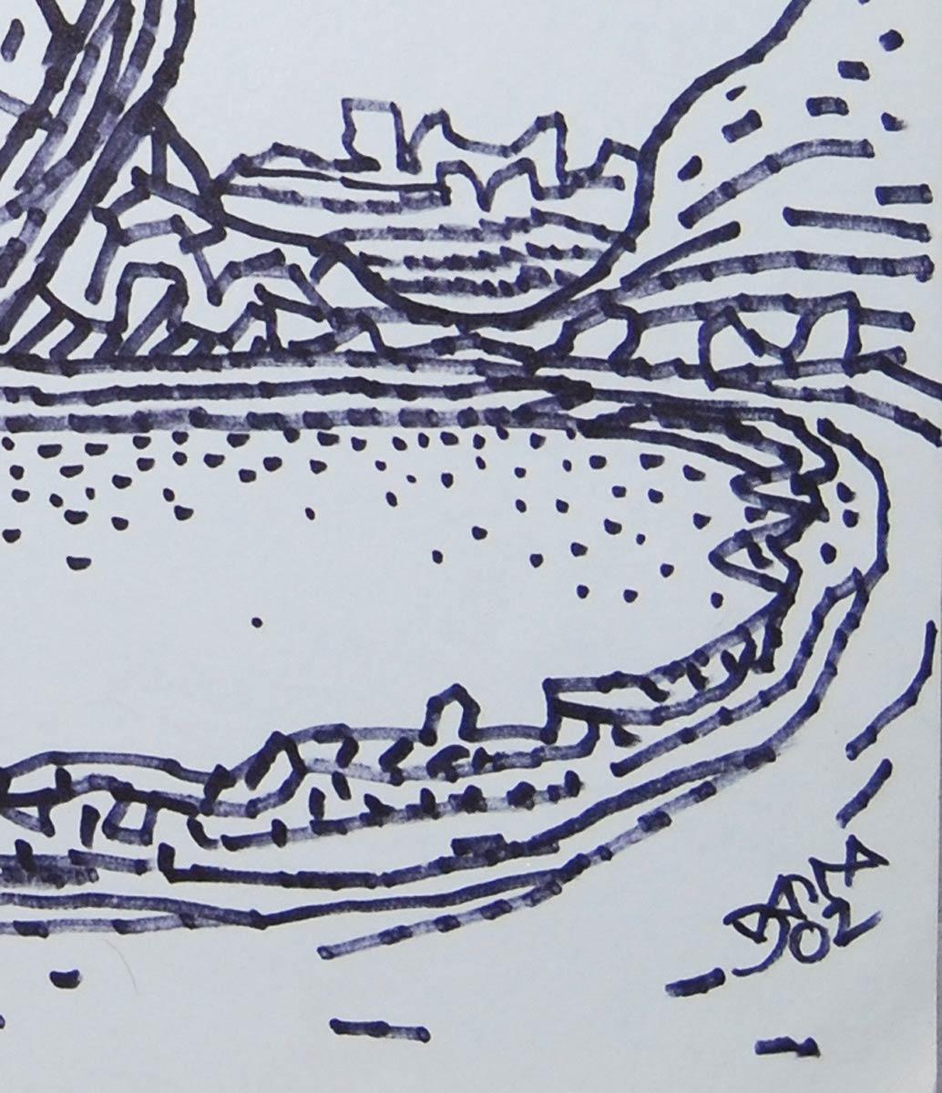Landschaftszeichnung, Dorfsszene, Tinte auf Papier, Bengalischer Meisterkünstler, „Auf Lager“ im Angebot 2