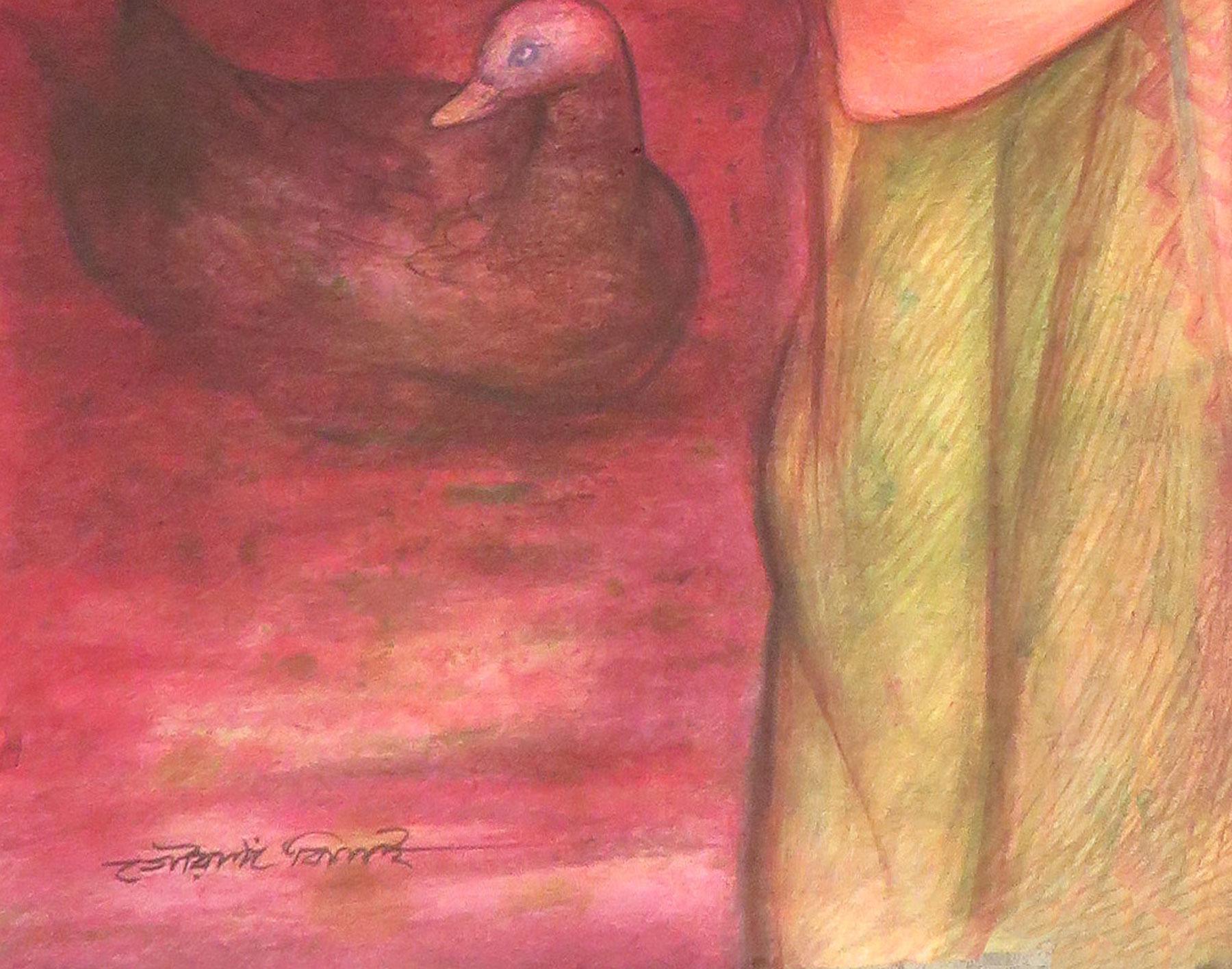 Gouranga Beshai - Lotus Pond - 30 x 20 pouces (non encadré)
Techniques mixtes, tempera et aquarelle sur papier
** Livré en rouleau

Gourango est autodidacte.  Il s'inspire du maître artiste Hemen Mazumdar, qui a rendu célèbre l'imagerie des femmes