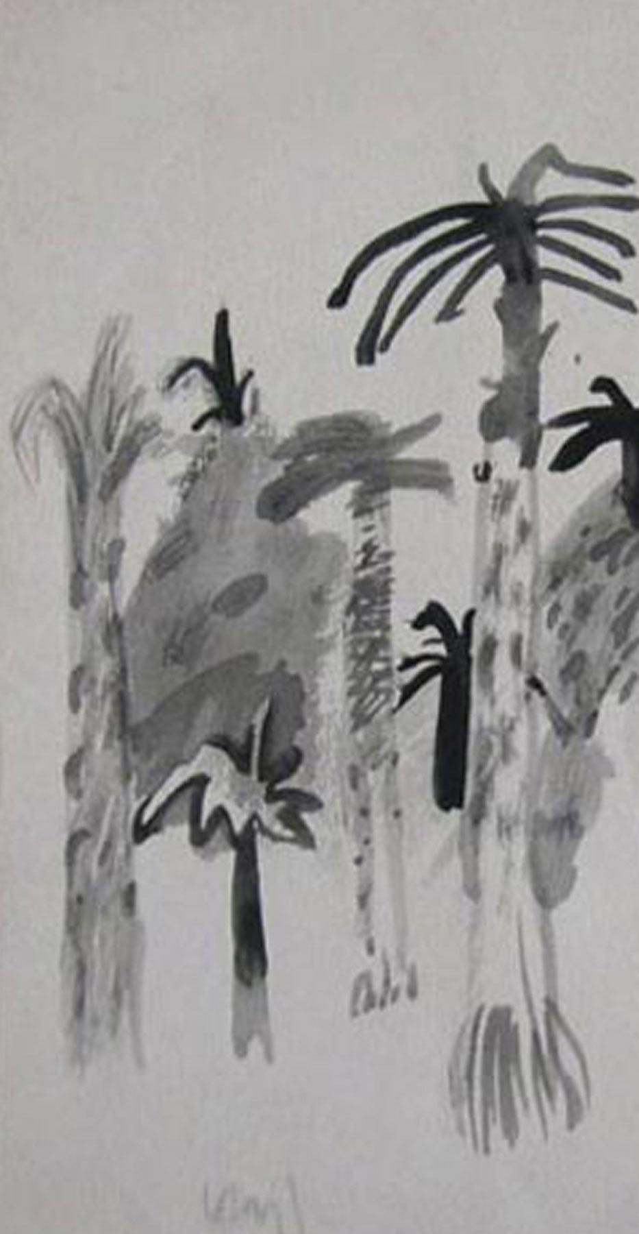 Palm Tree, Watercolor Drawing, Padma Vibhushan, Padma Bhushan Awardee 