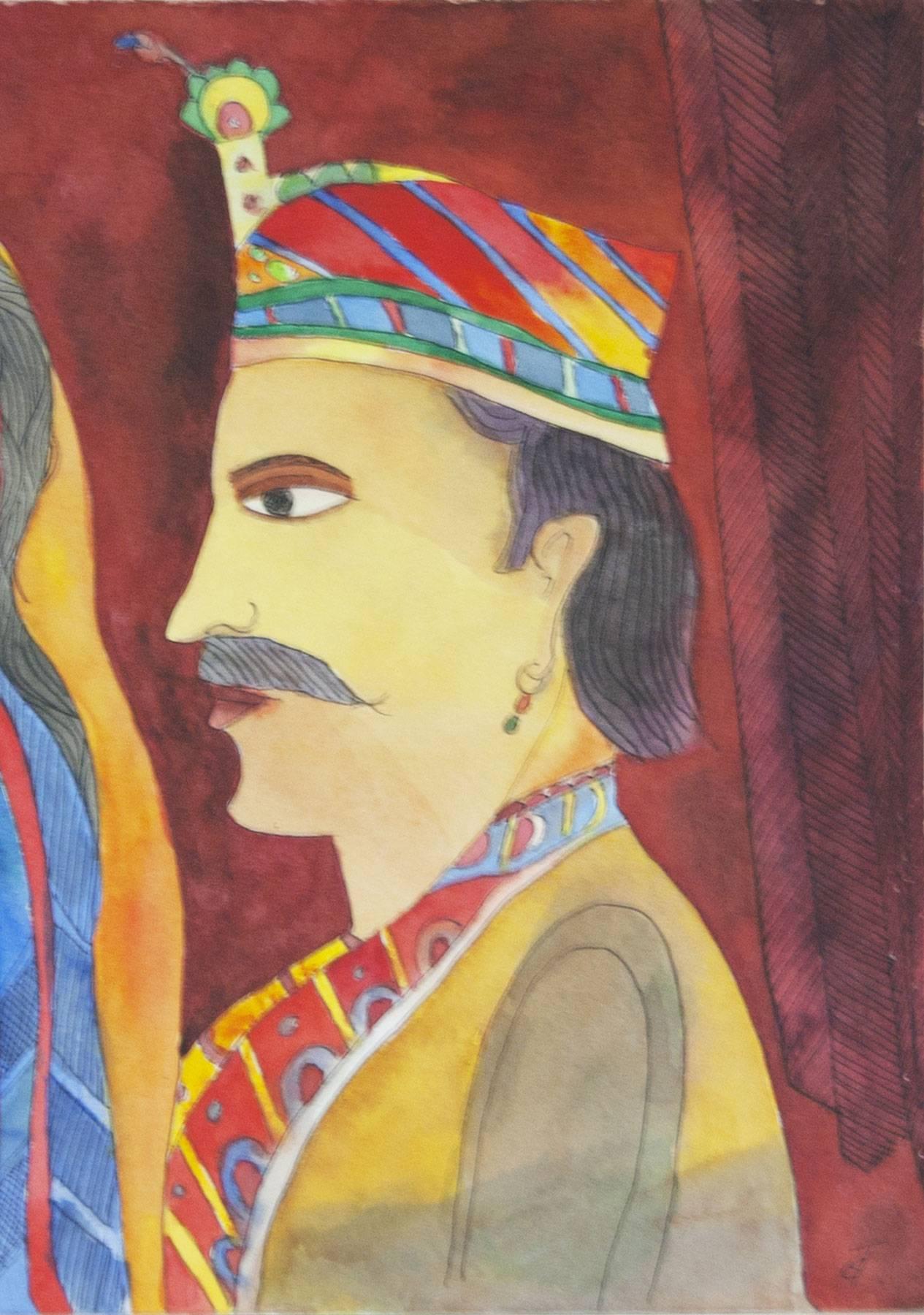 The Prince & Princess - Painting by Badri Narayan