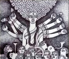 Indian Art; celebrating Indian goddess Durga, the destroyer by Ace Indian Artist