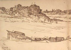 Jiyagunj: Barca, Rari disegni, inchiostro su carta del maestro indiano Indra Dugar