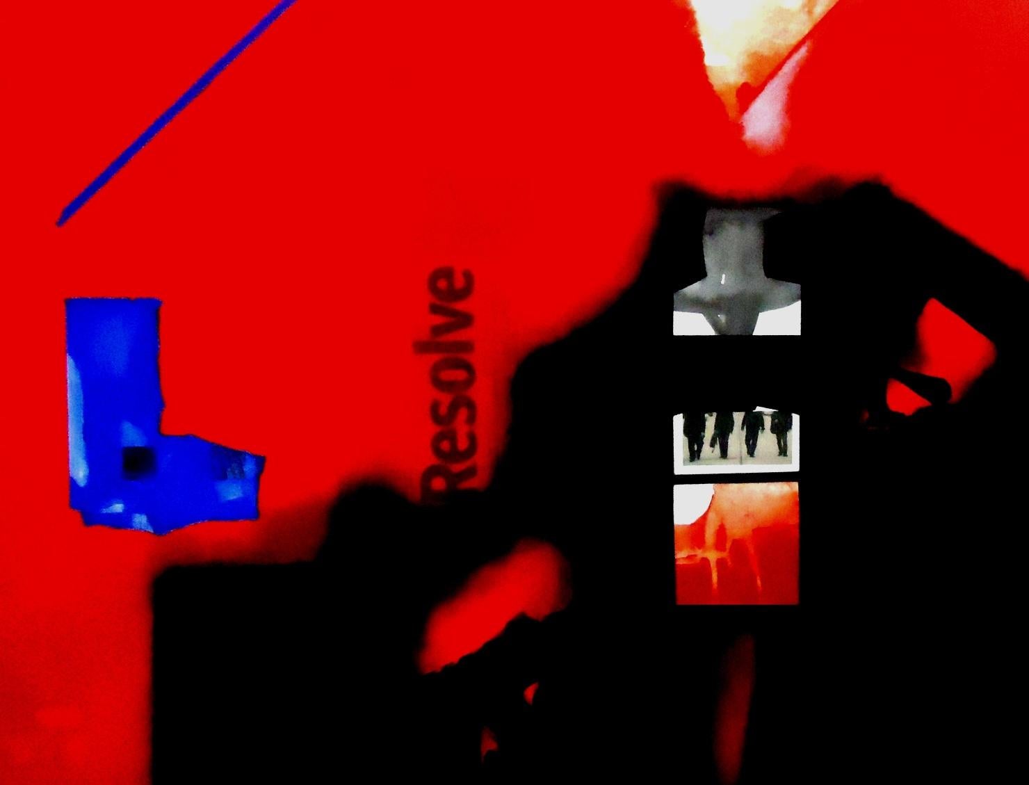 No Issue-Issue Resolve, Abstract, Acrylic on Canvas, Red, Black, Blue