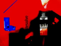 No Issue-Issue Resolve, Abstract, Acrylic on Canvas, Red, Black, Blue" In Stock"
