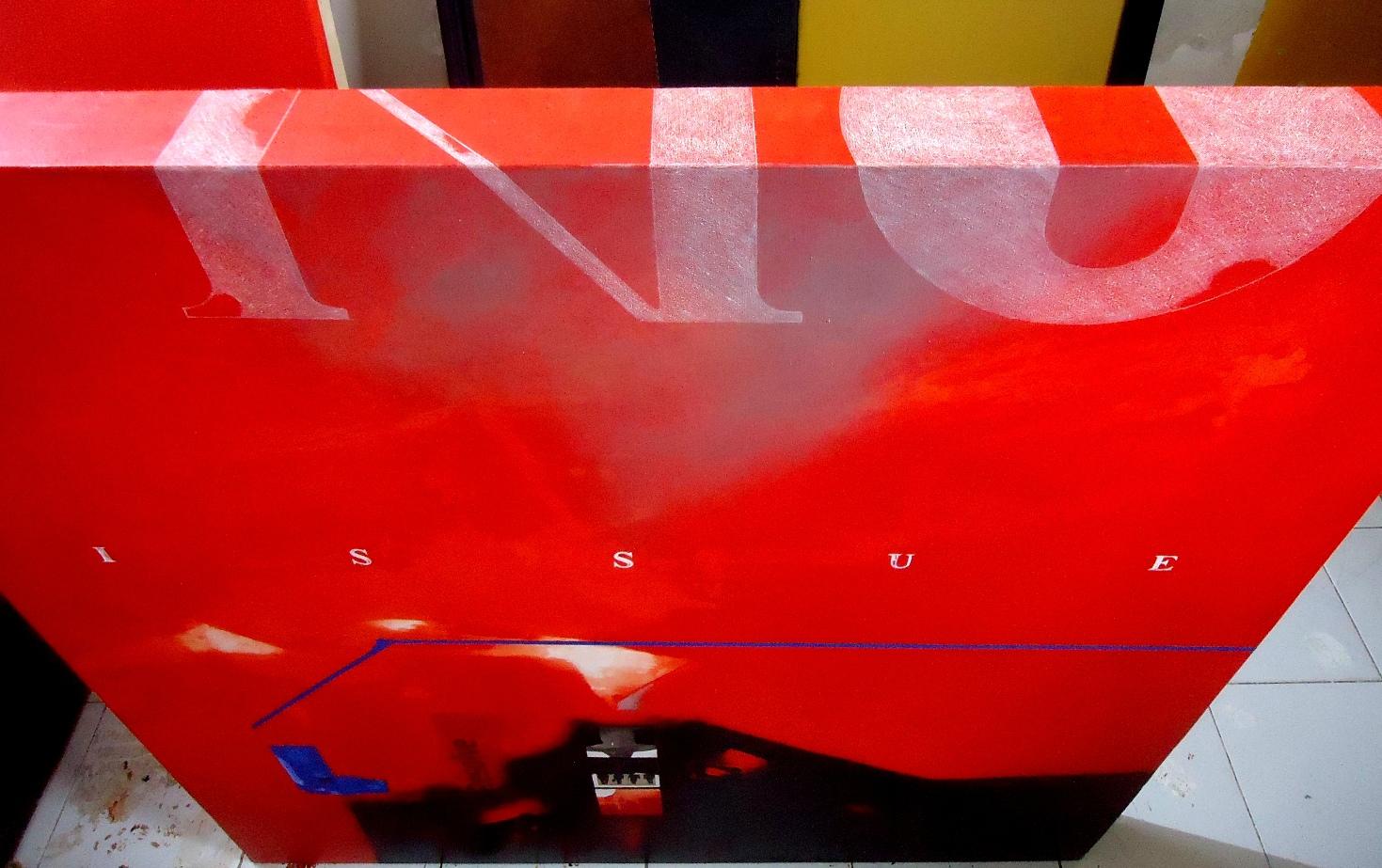 No Issue-Issue Resolve, Abstract, Acrylic on Canvas, Red, Black, Blue