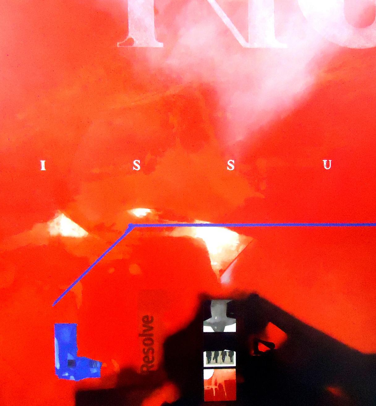 No Issue-Issue Resolve, Abstract, Acrylic on Canvas, Red, Black, Blue